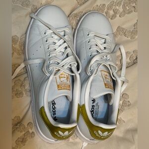 Adidas Stan Smith White Sneakers with Gold Details